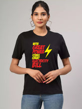 With Great Power  - Sukhiaatma Unisex Graphic Printed Black T-shirt